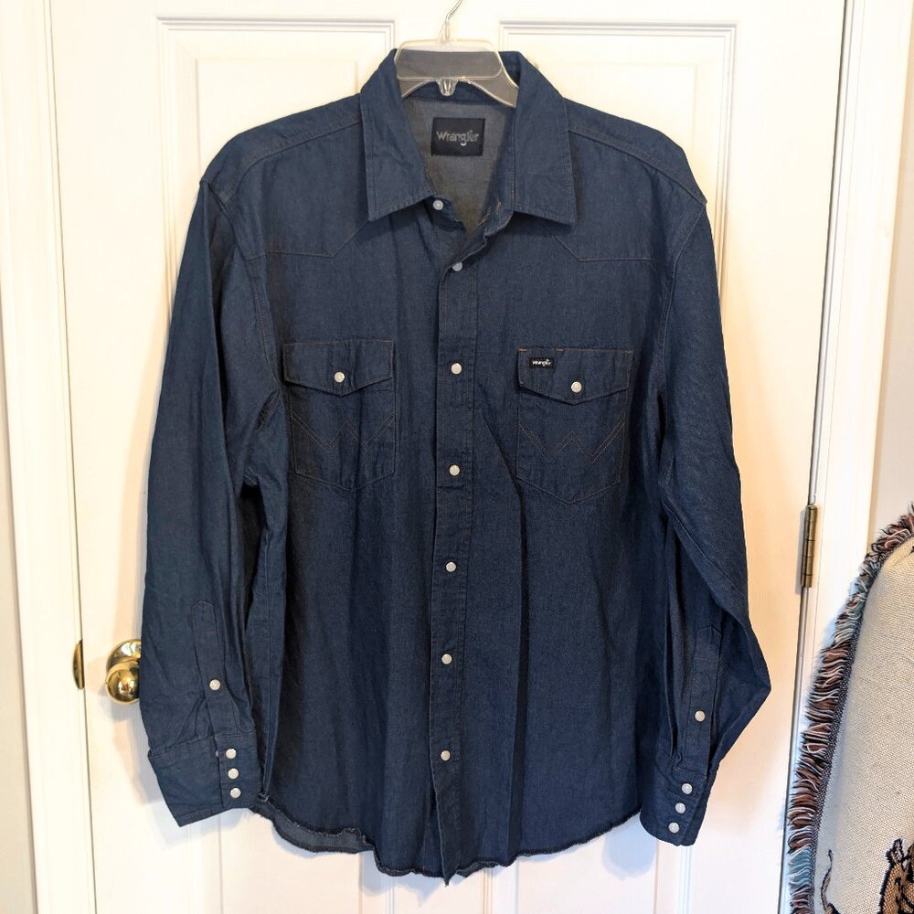 Wrangler Lightweight Chambray Pearl Snap Buttons Western Men's XXL Shirt